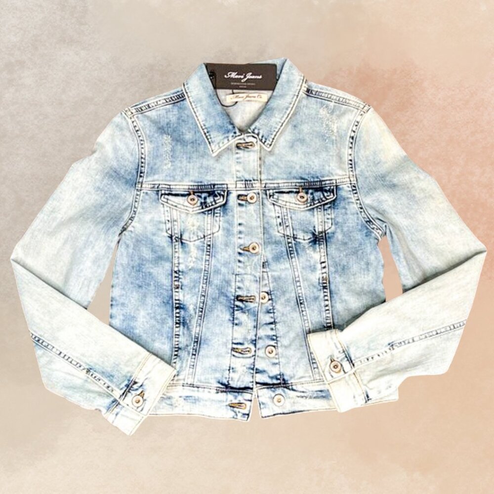 NWT Women's Mavi Samantha Denim Designer Jean Jacket Bleach Vintage - Medium